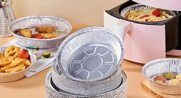 Wrinkle wall aluminium containers in round shapes for catering and food delivery