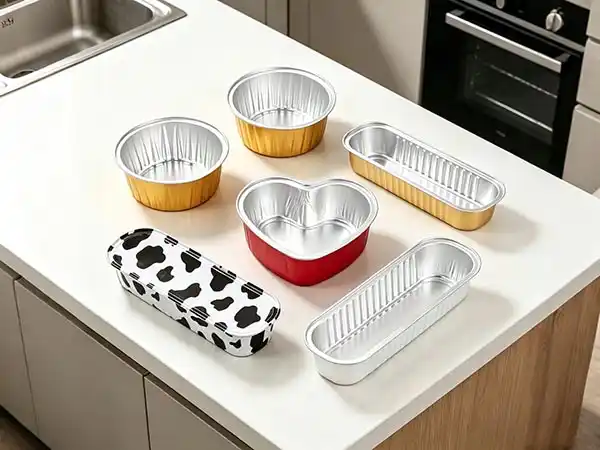 Smooth wall aluminium containers in round, rectangular and heart shapes with flat rims for reliable sealing
